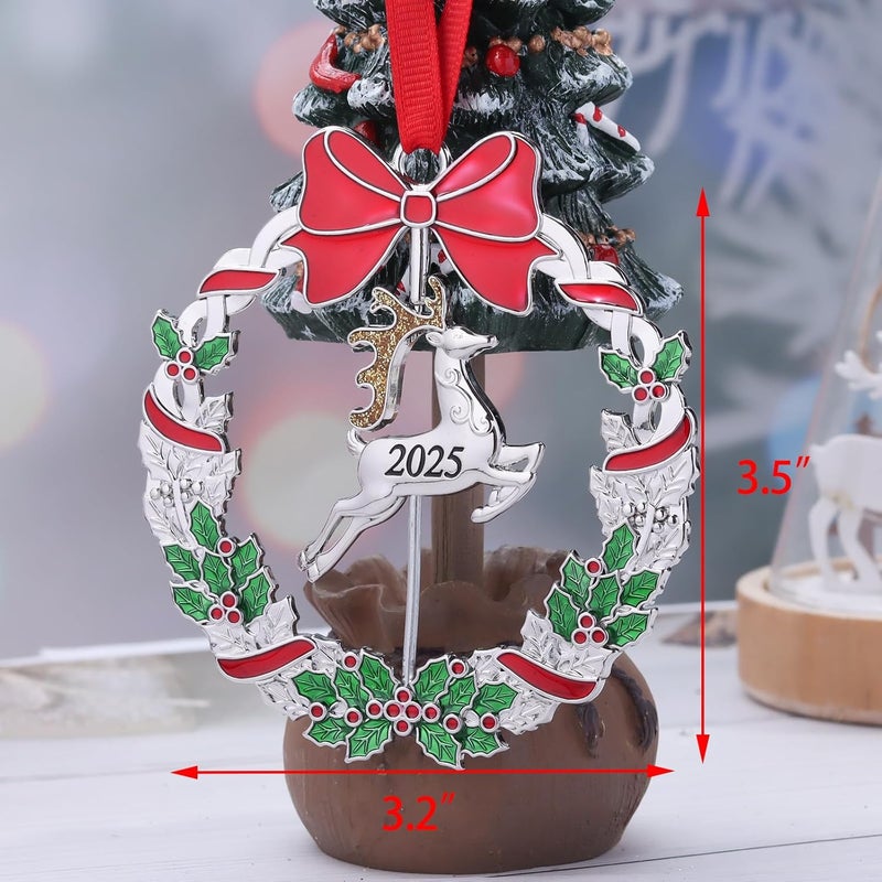 K-MLICE Christmas Ornaments, Metal Christmas Tree Ornaments Dated 2025 Silver Rotatable Funny Christmas Ornaments Decorative Keepsake Reindeer Decoration - Image 5